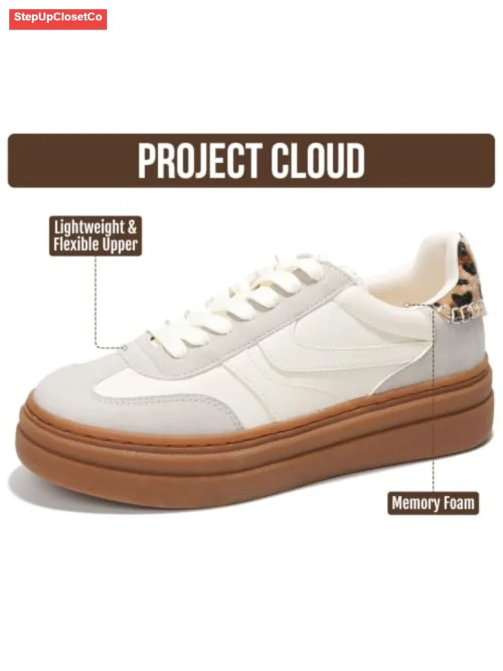 Lightweight Breathable Platform Sneakers for Women Memory Foam